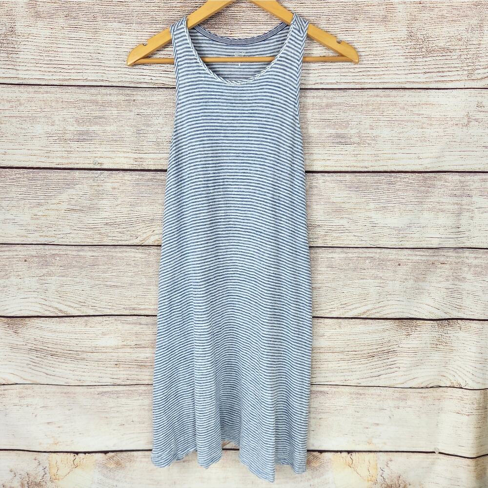 Vineyard Vines Women's Linen Tank Dress Striped Blue Sleeveless Small Beach
